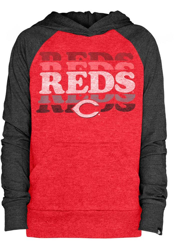 Cincinnati Reds Girls Red Raglan Long Sleeve Hooded Sweatshirt