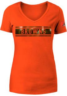 New Era Cleveland Browns Womens Orange Outline Short Sleeve T-Shirt