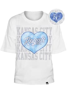 New Era Kansas City Royals Girls White Flip Sequin Heart Short Sleeve Fashion T-Shirt