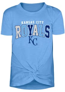 New Era Kansas City Royals Girls Light Blue Twist Knot Short Sleeve Fashion T-Shirt