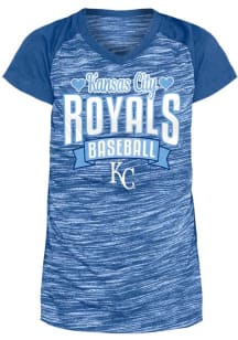 New Era Kansas City Royals Girls Blue Reversed Space Dye Short Sleeve Fashion T-Shirt