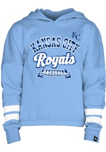 New Era Kansas City Royals Girls Light Blue Cropped Long Sleeve Hooded Sweatshirt