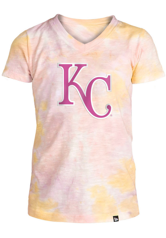 Kansas City Royals Girls Pink Slub Tie Dye Short Sleeve Fashion T-Shirt