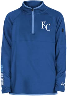 New Era Kansas City Royals Youth Blue Brushed Long Sleeve Quarter Zip Shirt
