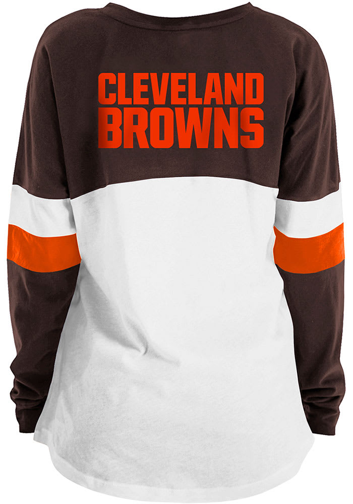 Cleveland Browns New Era Women's Raglan Lace-Up T-Shirt - Brown