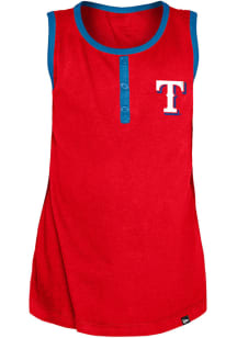New Era Texas Rangers Girls Red Glitter Short Sleeve Tank Top