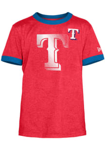 New Era Texas Rangers Youth Red Team Ringer Short Sleeve Fashion T-Shirt