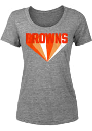 Cleveland Browns Womens Grey Far Out Short Sleeve T-Shirt