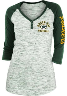 New Era Green Bay Packers Womens Green Space Dye LS Tee