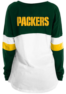 New Era Green Bay Packers Womens White Lace Up LS Tee