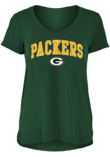 New Era Green Bay Packers Womens Green Rayon Short Sleeve T-Shirt