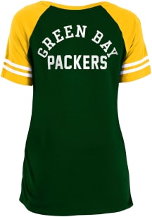 New Era Green Bay Packers Womens Green Lace Up Short Sleeve T-Shirt