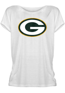 New Era Green Bay Packers Womens White Back Tie Short Sleeve T-Shirt