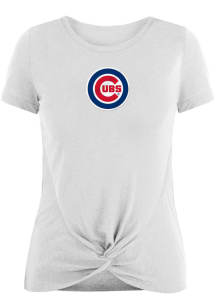 New Era Chicago Cubs Womens White Front Twist Short Sleeve T-Shirt