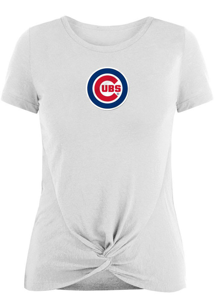 Chicago Cubs Womens White Front Twist Short Sleeve T-Shirt