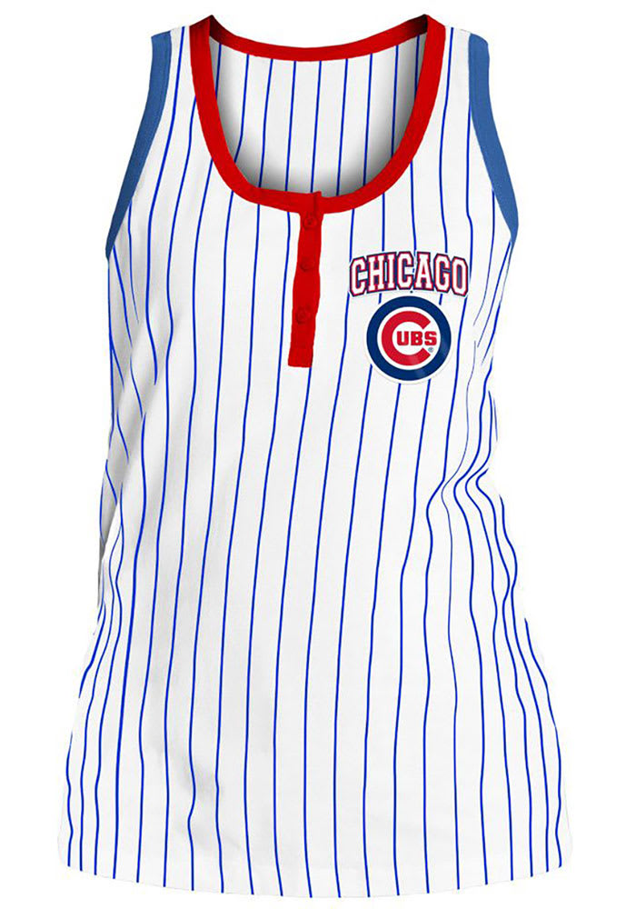 Chicago Cubs Womens White Pinstripe Tank Top