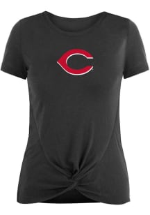 New Era Cincinnati Reds Womens Black Front Twist Short Sleeve T-Shirt