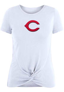 New Era Cincinnati Reds Womens White Front Twist Short Sleeve T-Shirt