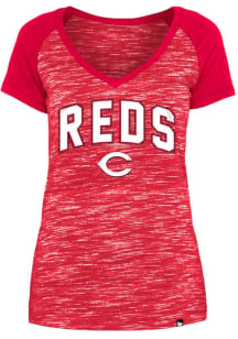 New Era Cincinnati Reds Womens Red Space Dye Short Sleeve T-Shirt