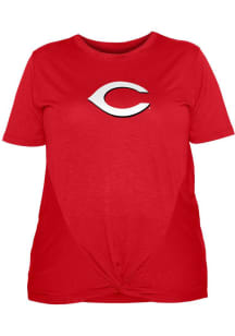 New Era Cincinnati Reds Womens Red Front Twist Short Sleeve T-Shirt