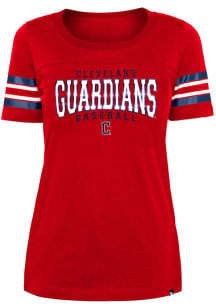New Era Cleveland Guardians Womens Red Brushed Short Sleeve T-Shirt