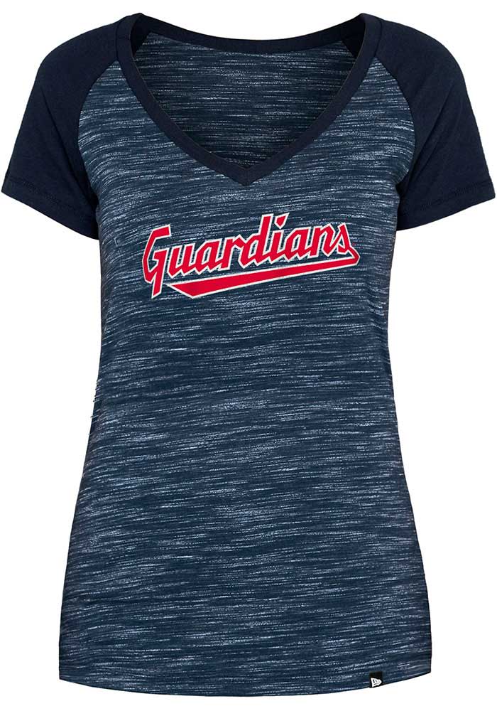 New Era Cleveland Guardians Womens Space Dye T-Shirt - Navy Blue