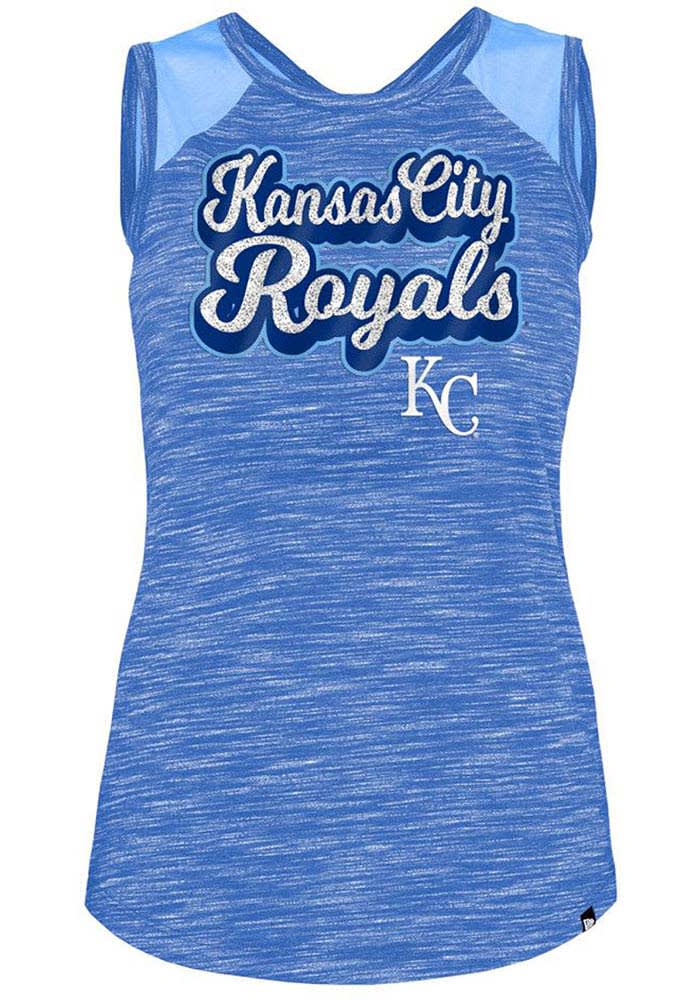 New Era Kansas City Royals Women's Blue Space Dye Short Sleeve T-Shirt, Blue, 60% Cotton / 40% POLYESTER, Size M, Rally House