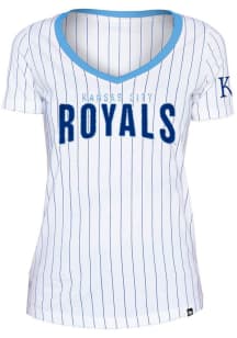 New Era Kansas City Royals Womens White Pinstripe Short Sleeve T-Shirt