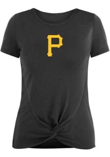 New Era Pittsburgh Pirates Womens Black Front Twist Short Sleeve T-Shirt