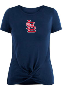 New Era St Louis Cardinals Womens Navy Blue Front Twist Short Sleeve T-Shirt