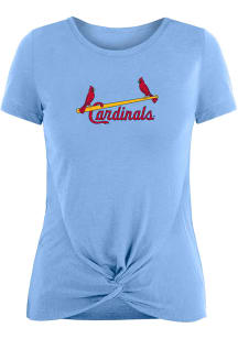 New Era St Louis Cardinals Womens Light Blue Front Twist Short Sleeve T-Shirt