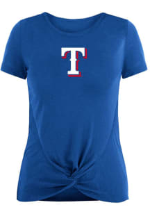 New Era Texas Rangers Womens Blue Front Twist Short Sleeve T-Shirt