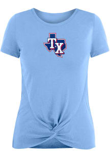 New Era Texas Rangers Womens Light Blue Front Twist Short Sleeve T-Shirt