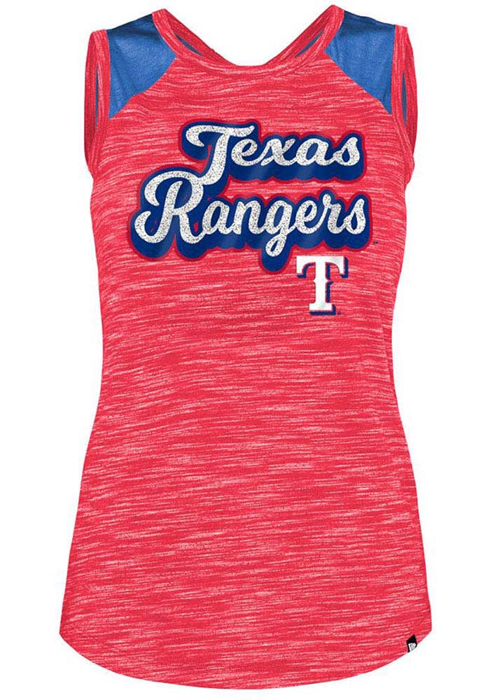 Women's New Era Red Texas Rangers Space Dye Jersey Tri-Blend Tank Top