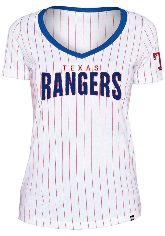 Men's Texas Rangers New Era White/Red Pinstripe Baseball T-Shirt