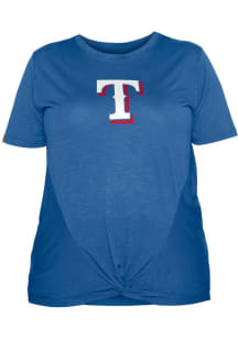 New Era Texas Rangers Womens Blue Front Twist Short Sleeve T-Shirt