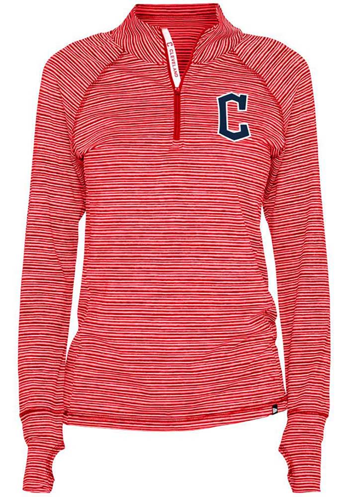 Cleveland Guardians Womens Red Space Dye 1/4 Zip Pullover