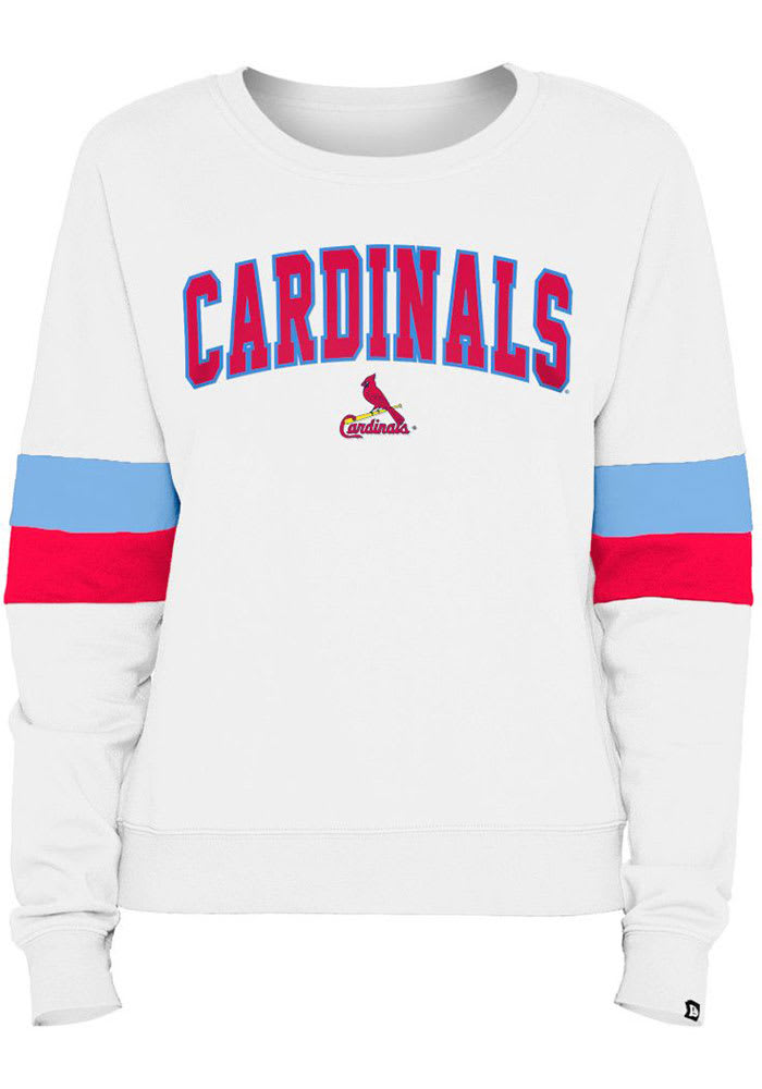 St Louis Cardinals Womens White Contrast Crew Sweatshirt