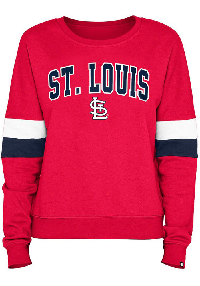 St Louis Cardinals Womens Red Contrast Crew Sweatshirt