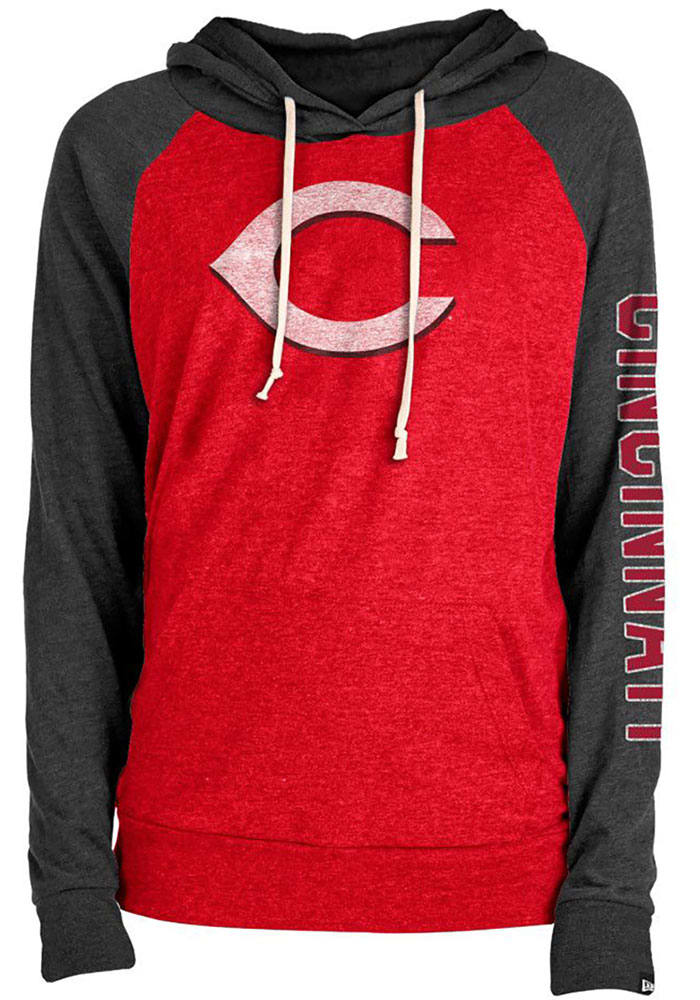 New Era Cincinnati Reds Womens Red Contrast Hooded Sweatshirt