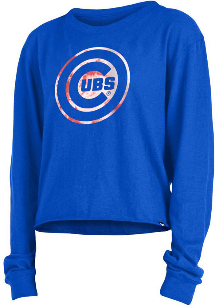 Chicago Cubs New Era Women's Lace-Up Long Sleeve T-Shirt - White/Royal