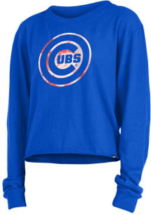 New Era Chicago Cubs Womens Blue Brushed LS Tee