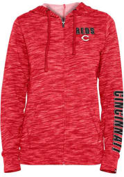 Cincinnati Reds Womens Red Space Dye Long Sleeve Full Zip Jacket