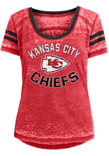 New Era Kansas City Chiefs Womens Red Burnout Short Sleeve T-Shirt