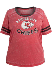 New Era Kansas City Chiefs Womens Red Burnout + Short Sleeve T-Shirt