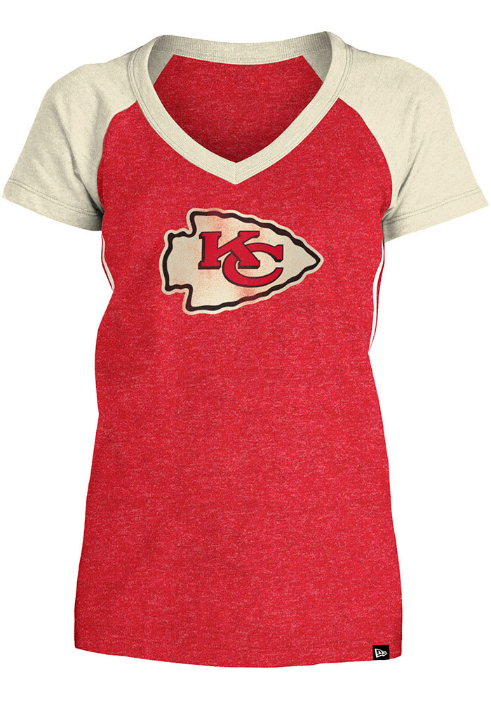 New Era Kansas City Chiefs Women's Red Novelty Short Sleeve T-Shirt, Red, 60% Cotton / 40% POLYESTER, Size 2XL, Rally House