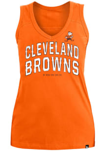 New Era Cleveland Browns Womens Orange Brushed Tank Top