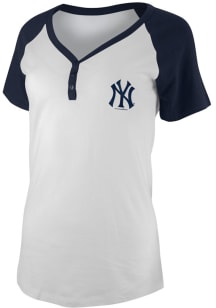 New Era New York Yankees Womens White Repeat Block Short Sleeve T-Shirt