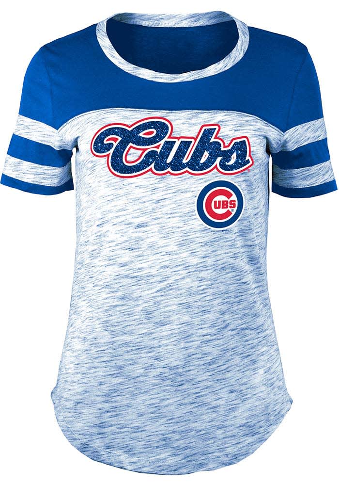 Chicago Cubs Womens Blue Space Dye Short Sleeve T-Shirt