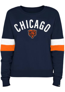 Chicago Bears Womens Navy Blue Contrast Crew Sweatshirt